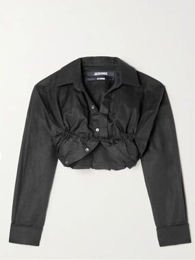 JACQUEMUS Machou cropped cotton and linen-blend canvas shirt